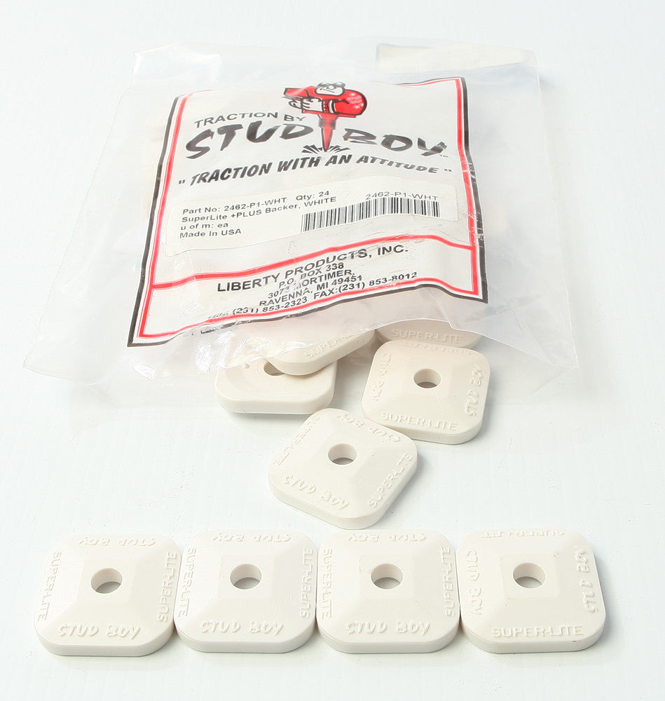 STUD BOY SUPER-LITE PLUS BACKERS WHITE 24/PK 2462-P1-WHT-atv motorcycle utv parts accessories gear helmets jackets gloves pantsAll Terrain Depot