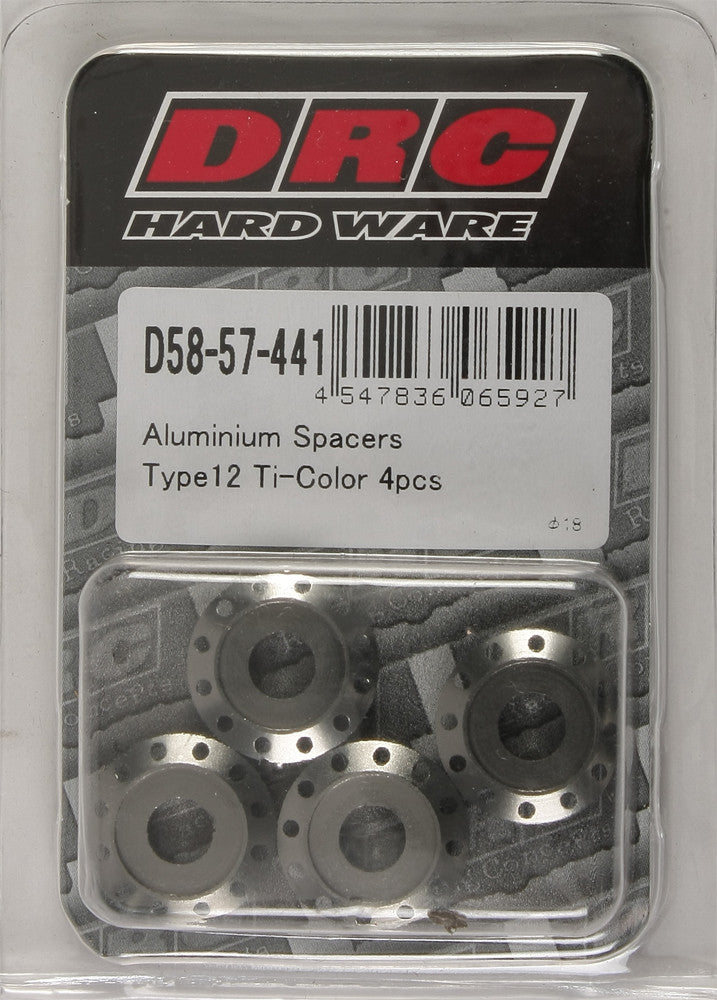 DRC ALUMINUM SPACERS TYPE 12 TITANIUM M6X12MM 4/PK D58-57-441