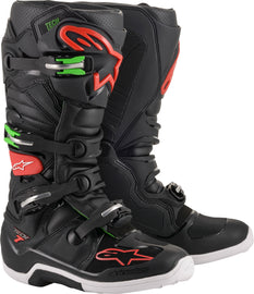 ALPINESTARS TECH 7 BOOTS BLACK/RED/GREEN SZ 06 2012014-1366-6