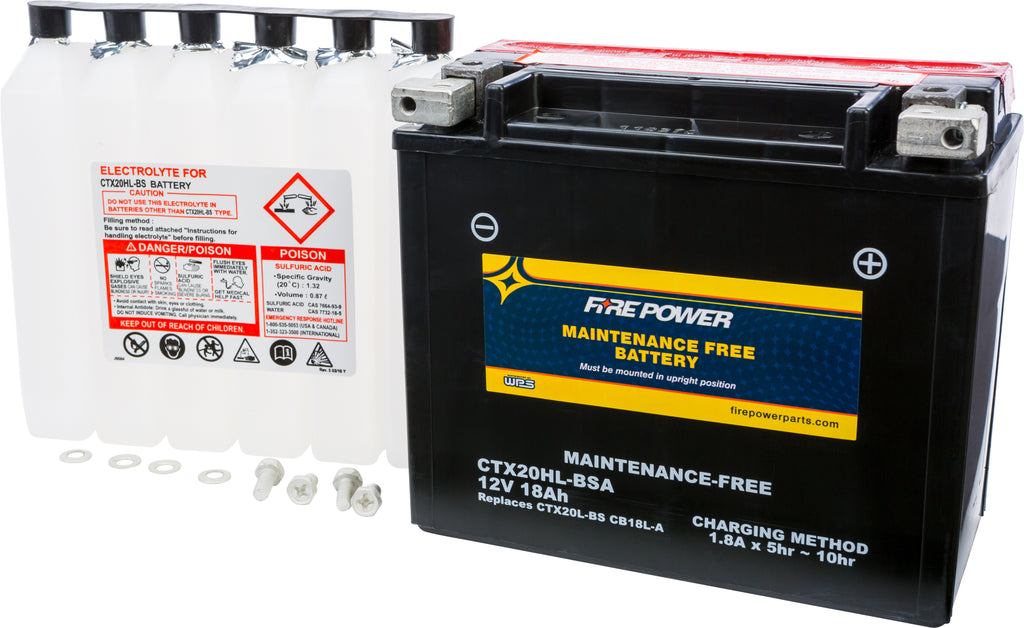 FIRE POWER BATTERY CTX20HL-BSA MAINTENANCE FREE CTX20HL-BSA-atv motorcycle utv parts accessories gear helmets jackets gloves pantsAll Terrain Depot