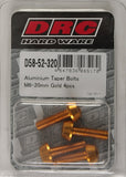 DRC ALUMINUM TAPER BOLTS GOLD M6X20MM 4/PK D58-52-320