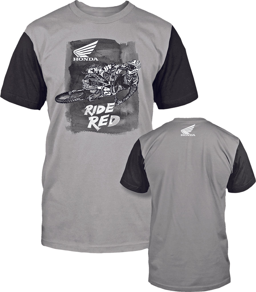 D'COR LET'S MOTO HONDA T-SHIRT GREY/BLACK LG 80-109-3