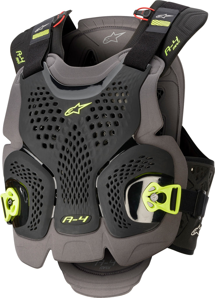 ALPINESTARS A-4 MAX CHEST PROTECTOR BLK/ANTH/FLUO YLW XS/SM 6701520-1155-XSS