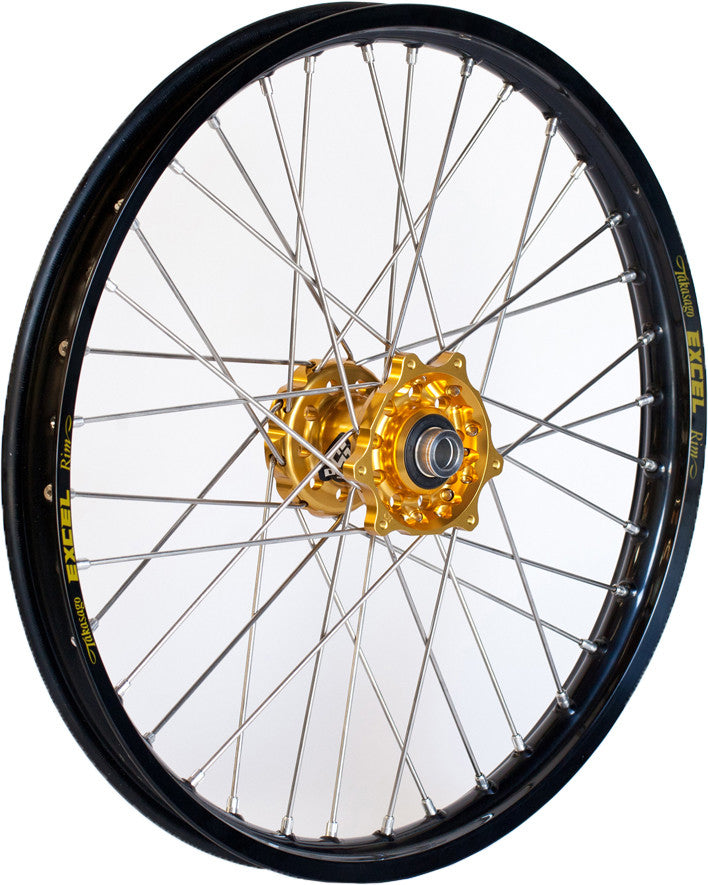 DUBYA FRONT WHEEL 1.60 X 21 GOLD HUB BLACK RIM 56-3104GB