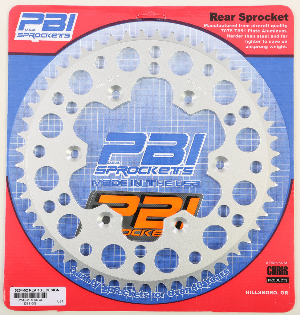 PBI REAR ALUMINUM SPROCKET 52T 5254-52-3