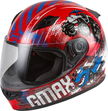 Load image into Gallery viewer, GMAX YOUTH GM-49Y BEASTS FULL-FACE HELMET RED/BLUE/GREY YS G1498370