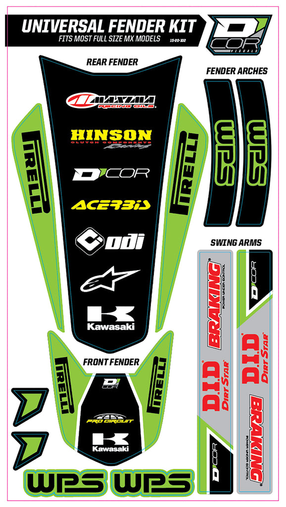 D'COR TRIM KIT GREEN WPS UNIVERSAL FOR FULL SIZE MOTORCYCLES 15-20-102