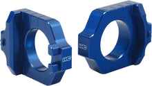 Load image into Gallery viewer, WORKS AXLE BLOCKS ELITE KAW/SUZ BLUE 17-235