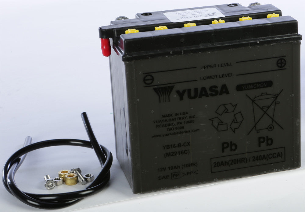 YUASA BATTERY YB16-B-CX CONVENTIONAL YUAM2216C-atv motorcycle utv parts accessories gear helmets jackets gloves pantsAll Terrain Depot