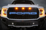1 Piece Steel Grille for Ford Raptor SVT 2017-2018 - FORD BLUE LED X-LITE