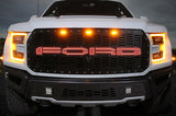 1 Piece Steel Grille for Ford Raptor SVT 2017-2018 - FORD RED LED X-LITE