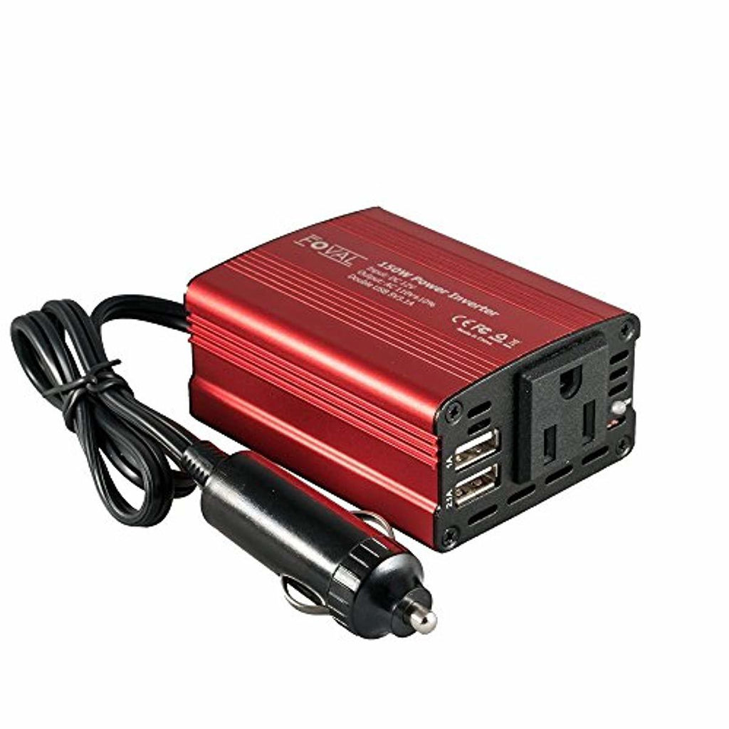 FOVAL 150W Car Power Inverter DC 12V to 110V AC Converter with 3.1A Dual USB Car Charger-atv motorcycle utv parts accessories gear helmets jackets gloves pantsAll Terrain Depot