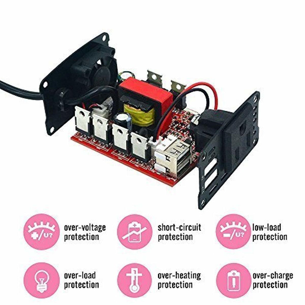 FOVAL 150W Car Power Inverter DC 12V to 110V AC Converter with 3.1A Dual USB Car Charger-atv motorcycle utv parts accessories gear helmets jackets gloves pantsAll Terrain Depot