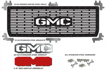 Load image into Gallery viewer, 1 Piece Steel Grille for GMC Sierra &amp; Sierra Denali 2014-2015 - GMC w/ RED ACRYLIC UNDERALY and STAINLESS STEEL OVERLAY-atv motorcycle utv parts accessories gear helmets jackets gloves pantsAll Terrain Depot