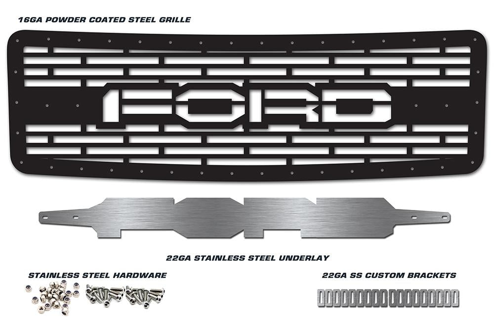 1 Piece Steel Grille for Ford F150 2009-2014 - FORD with STAINLESS STEEL UNDERLAY-atv motorcycle utv parts accessories gear helmets jackets gloves pantsAll Terrain Depot