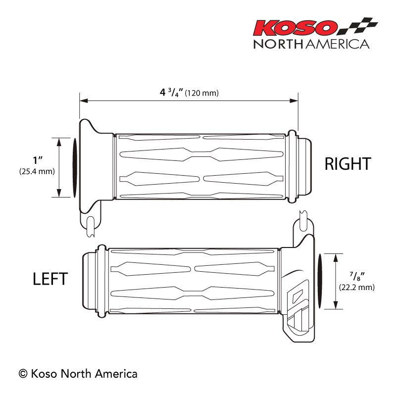 Koso AM111010 Apollo heated grips for twist throttle - 7/8" bars - 120mm long