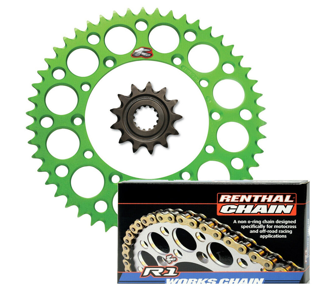 Renthal front & Ultralight rear Sprocket & R1 Works chain kit for Kawasak KX250F