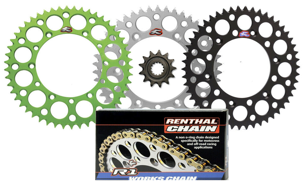 Renthal front & Ultralight rear Sprocket & R1 Works chain kit for Kawasak KX250F