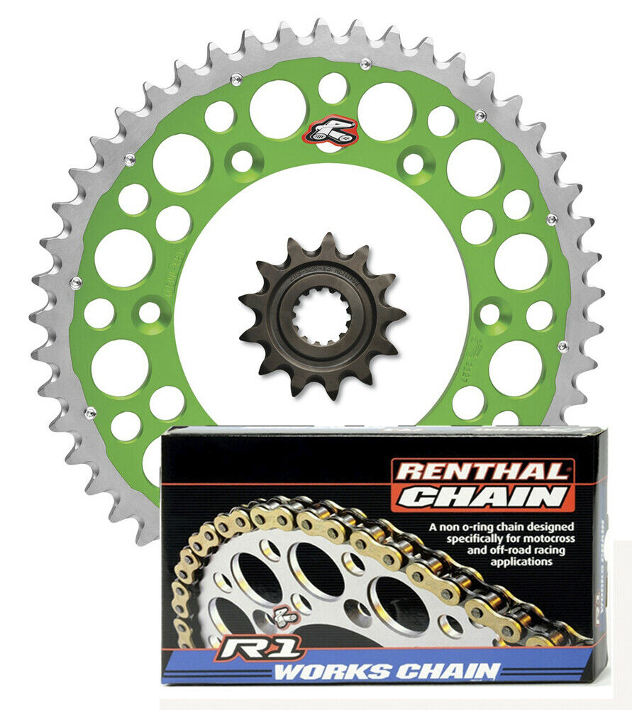 Renthal grooved front & Twinring rear Sprocket & R1 chain kit - Kawasaki KX250F