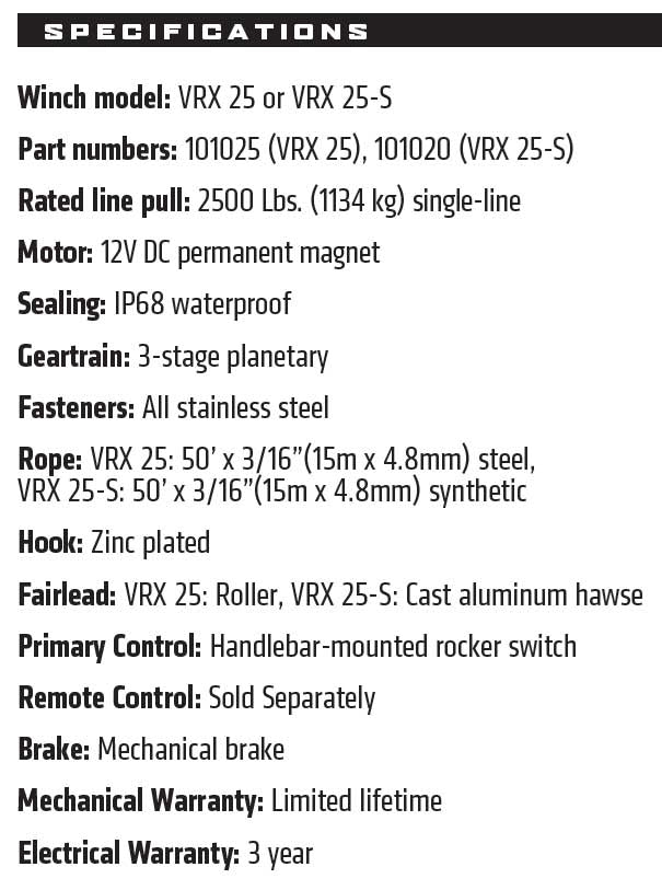 Warn VRX25-S 2500lb Synthetic Rope Winch Kit For Suzuki King Quad 450