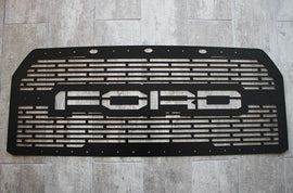 1 Piece Conversion Grille fits OEM Raptor Lights for Ford F150 2015-2017 - FORD w/ SS UNDERLAY-atv motorcycle utv parts accessories gear helmets jackets gloves pantsAll Terrain Depot